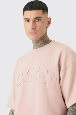 Tall Oversized Limited Applique Washed T-shirt | UK^boohooMAN Clearance