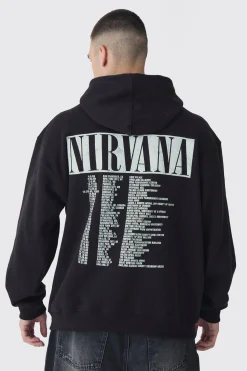 boohooMAN Tall Oversized Nirvana License Tour Date License Hoodie | UK| Hoodies & Sweatshirts