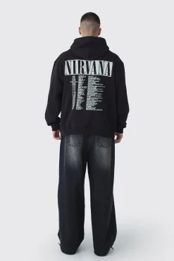 boohooMAN Tall Oversized Nirvana License Tour Date License Hoodie | UK| Hoodies & Sweatshirts