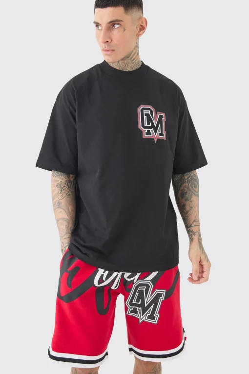 boohooMAN Tall Oversized OFCL Basketball T-shirt & Short Set | UK| Tracksuits