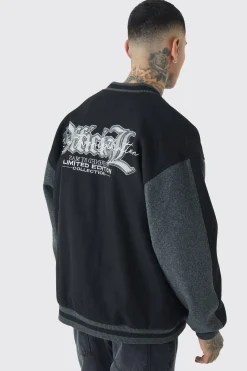 boohooMAN Tall Oversized Official Colour Block Varsity Jacket In | UK| Coats & Jackets