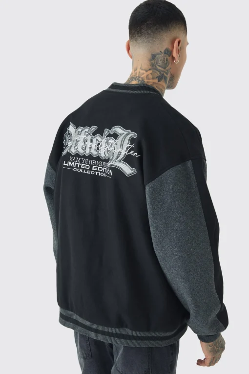 boohooMAN Tall Oversized Official Colour Block Varsity Jacket In | UK| Coats & Jackets