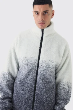 boohooMAN Tall Oversized Ombre Borg Funnel Neck Jacket In | UK| Coats & Jackets