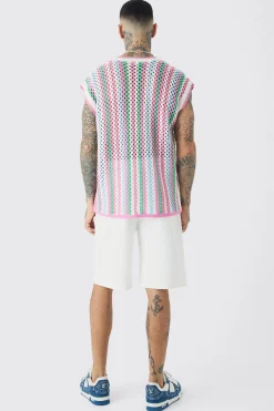 Tall Oversized Open Stitch Crochet Knitted Tank | UK^boohooMAN Discount