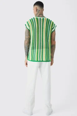 Tall Oversized Open Stitch Crochet Knitted Tank | UK^boohooMAN Sale