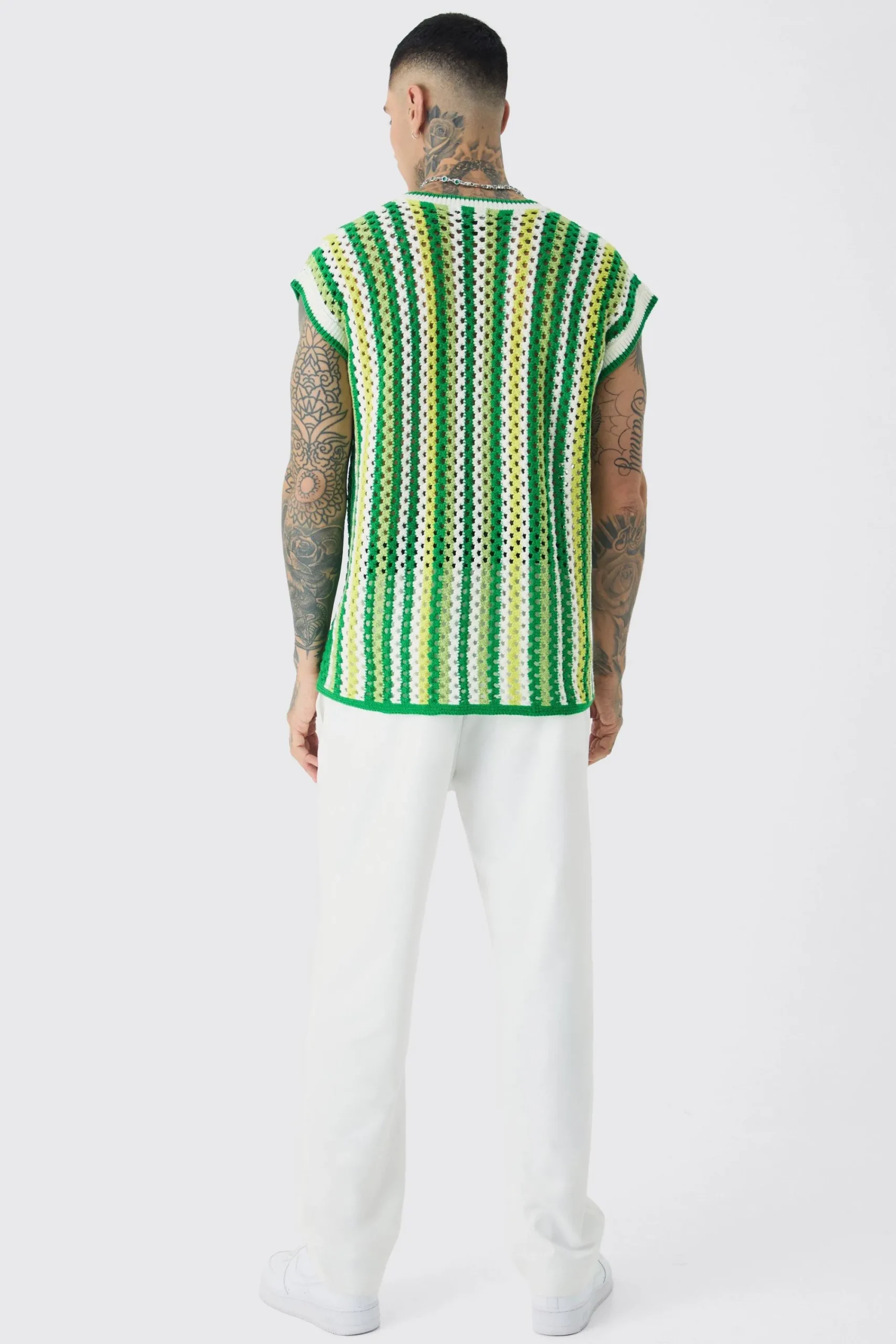 Tall Oversized Open Stitch Crochet Knitted Tank | UK^boohooMAN Sale