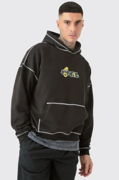 boohooMAN Tall Oversized Plush Boxy Drop Shoulder Printed Hoodie | UK| Hoodies & Sweatshirts