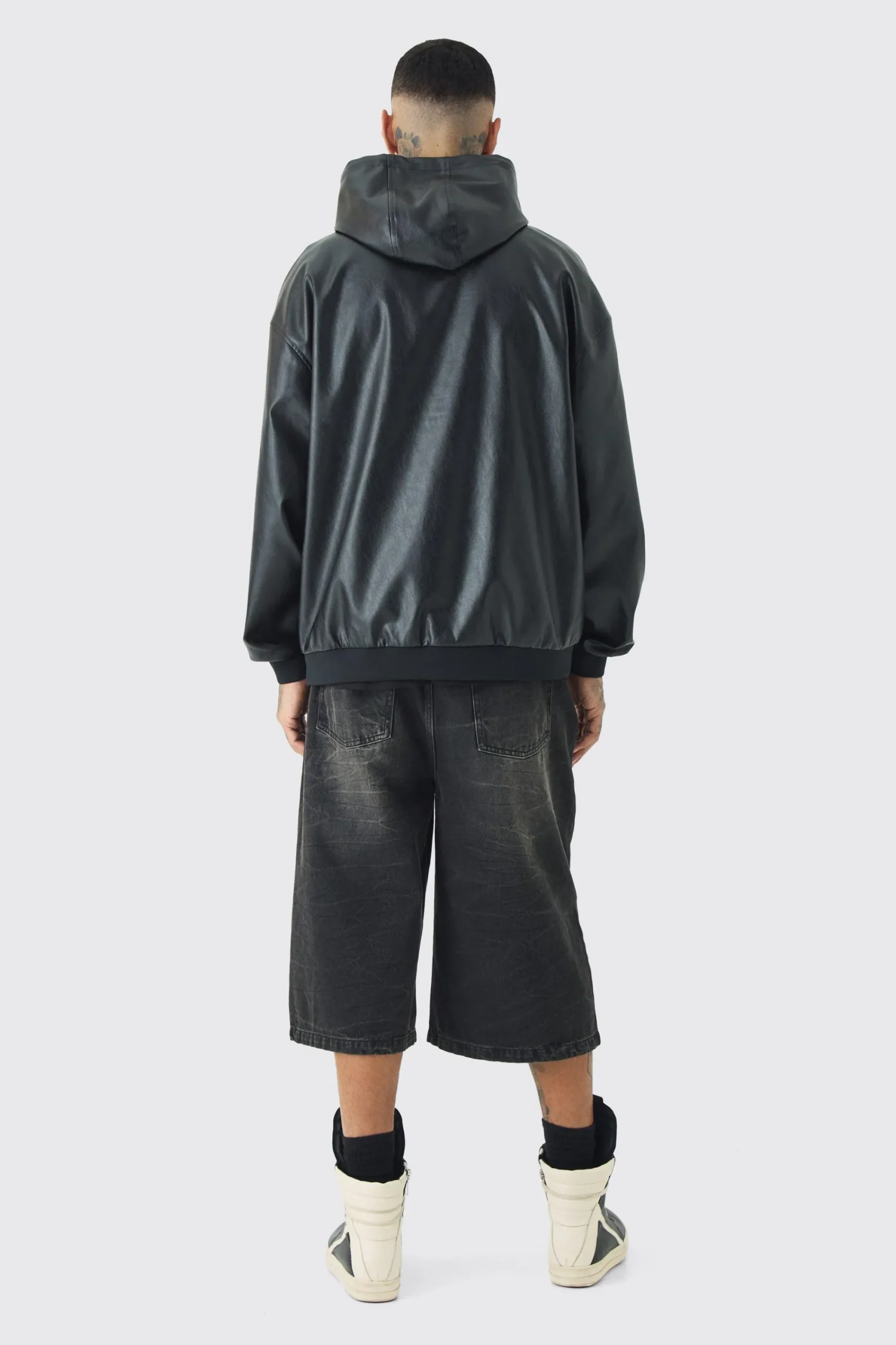boohooMAN Tall Oversized PU Drop Shoulder Embossed Hoodie | UK| Hoodies & Sweatshirts
