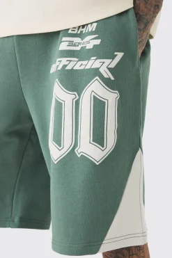 boohooMAN Tall Oversized Puff Print Moto Mid Length Shorts | UK| Shorts