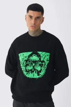 boohooMAN Tall Oversized Reverse Knit Halloween Jumper | UK| Knitwear