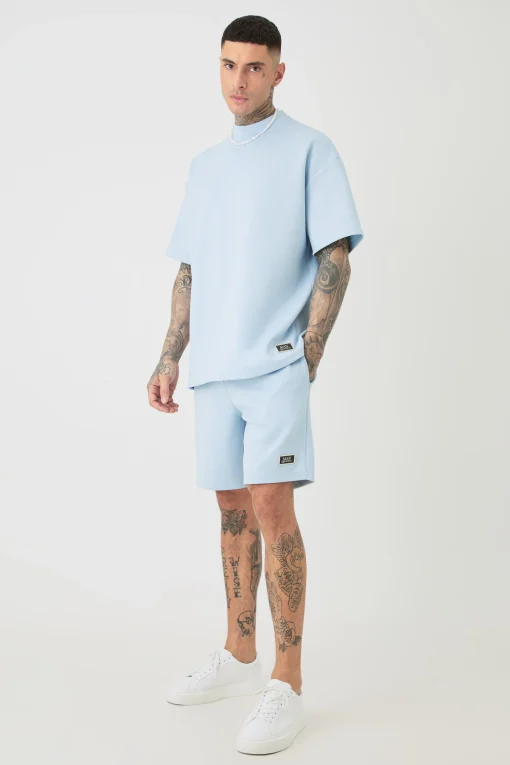boohooMAN Tall Oversized Scuba T-shirt & Relaxed Short Set | UK| Tracksuits
