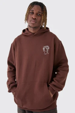 boohooMAN Tall Oversized Statue Embroidered Hoodie | UK| Hoodies & Sweatshirts