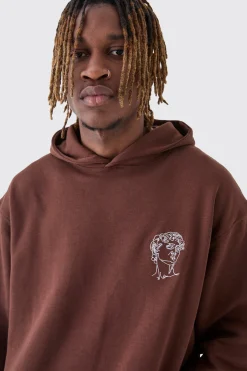 boohooMAN Tall Oversized Statue Embroidered Hoodie | UK| Hoodies & Sweatshirts