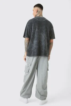 boohooMAN Tall Pleat Knee Branded Parachute Pants | UK| Trousers
