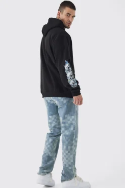 boohooMAN Tall Pour Homme Butterfly Print Oversized Hoodie In | UK| Hoodies & Sweatshirts