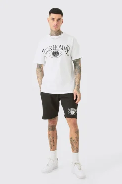 boohooMAN Tall Pour Homme Graphic T-shirt & Short Set | UK| Tracksuits