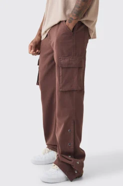 boohooMAN Tall Relaxed Flare Overdye Popper Hem Cargo Trouser In | UK| Trousers|Cargos