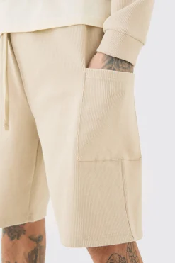 boohooMAN Tall Relaxed Heavyweight Ribbed Cargo Short | UK| Shorts