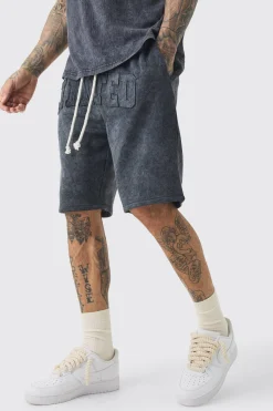 boohooMAN Tall Relaxed Limited Applique Washed Jersey Shorts | UK| Shorts