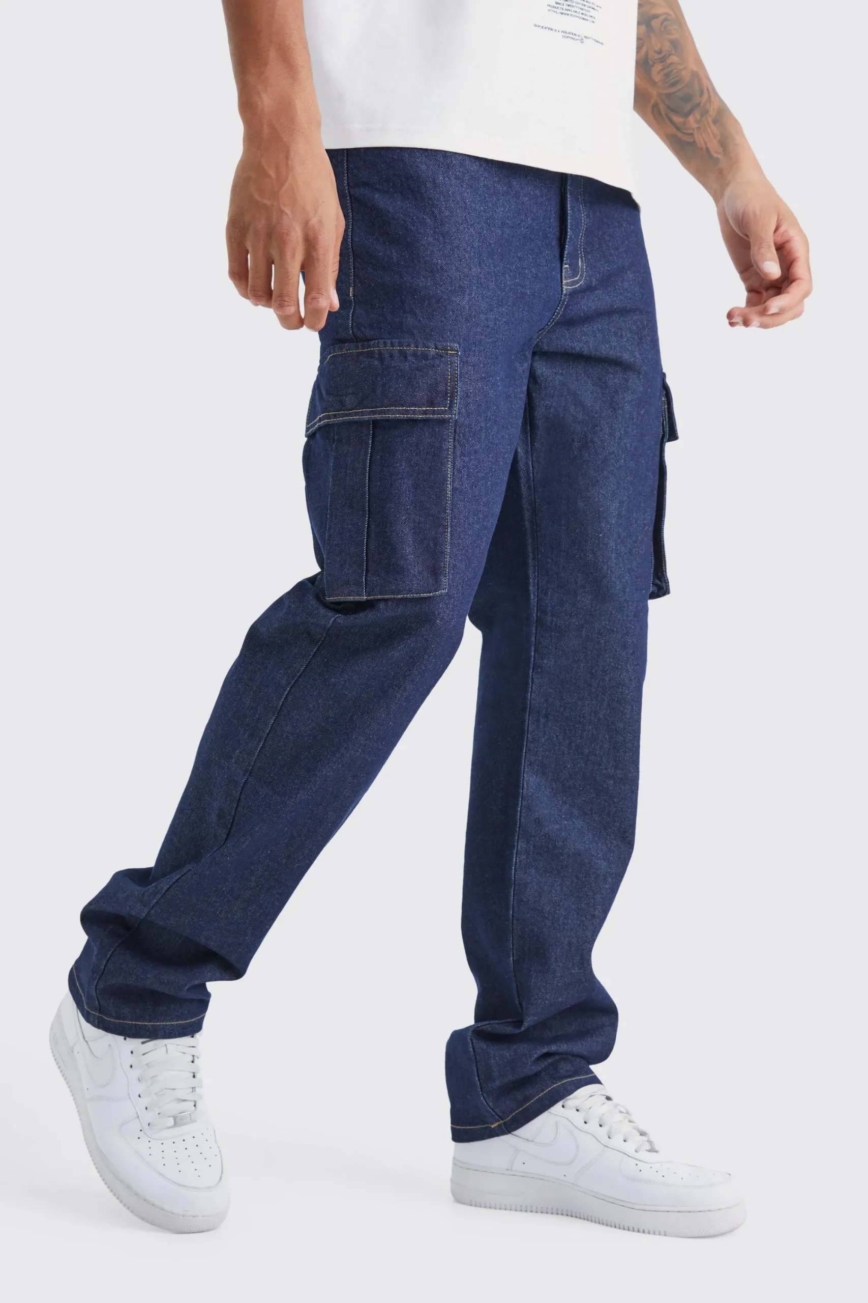boohooMAN Tall Relaxed Rigid Cargo Jeans | UK| Trousers|Jeans