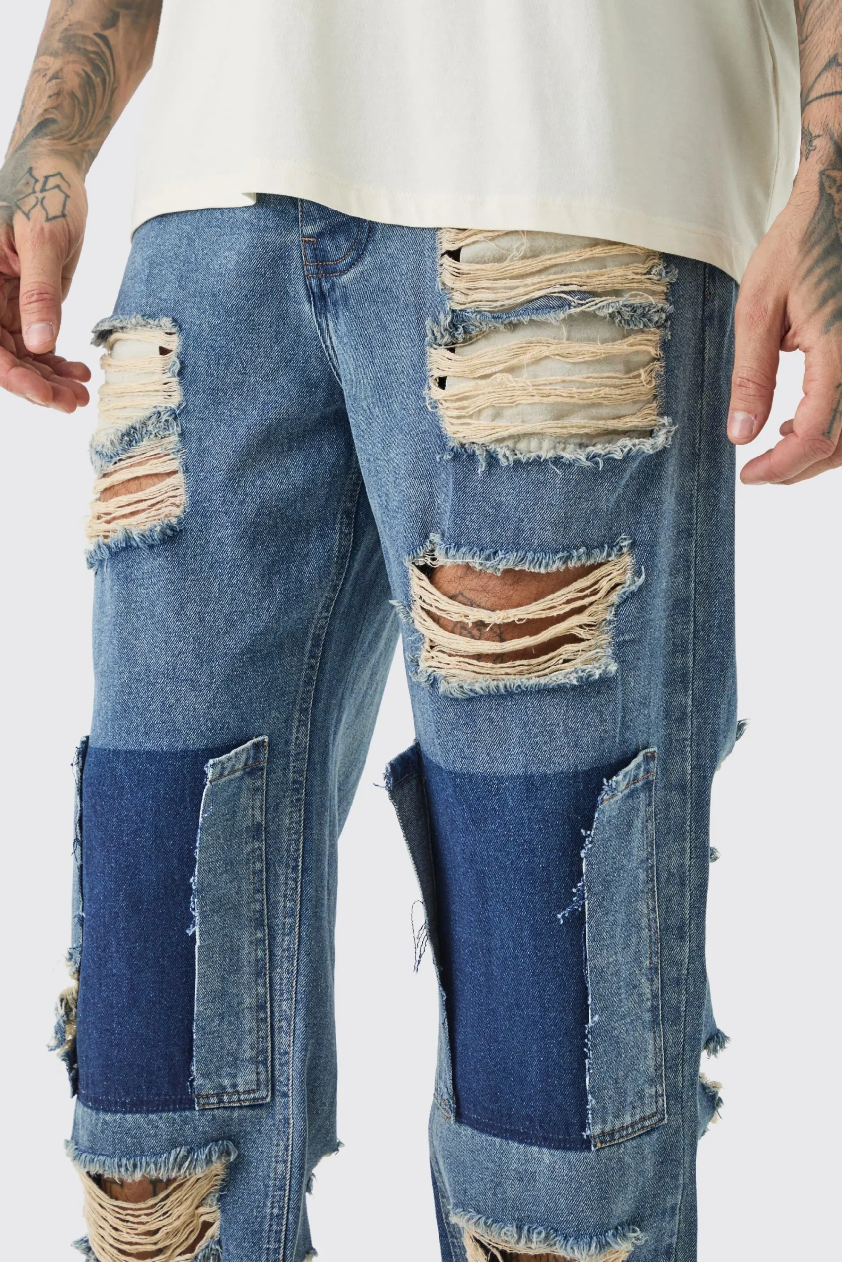 boohooMAN Tall Relaxed Rigid Distressed Jeans | UK| Jeans