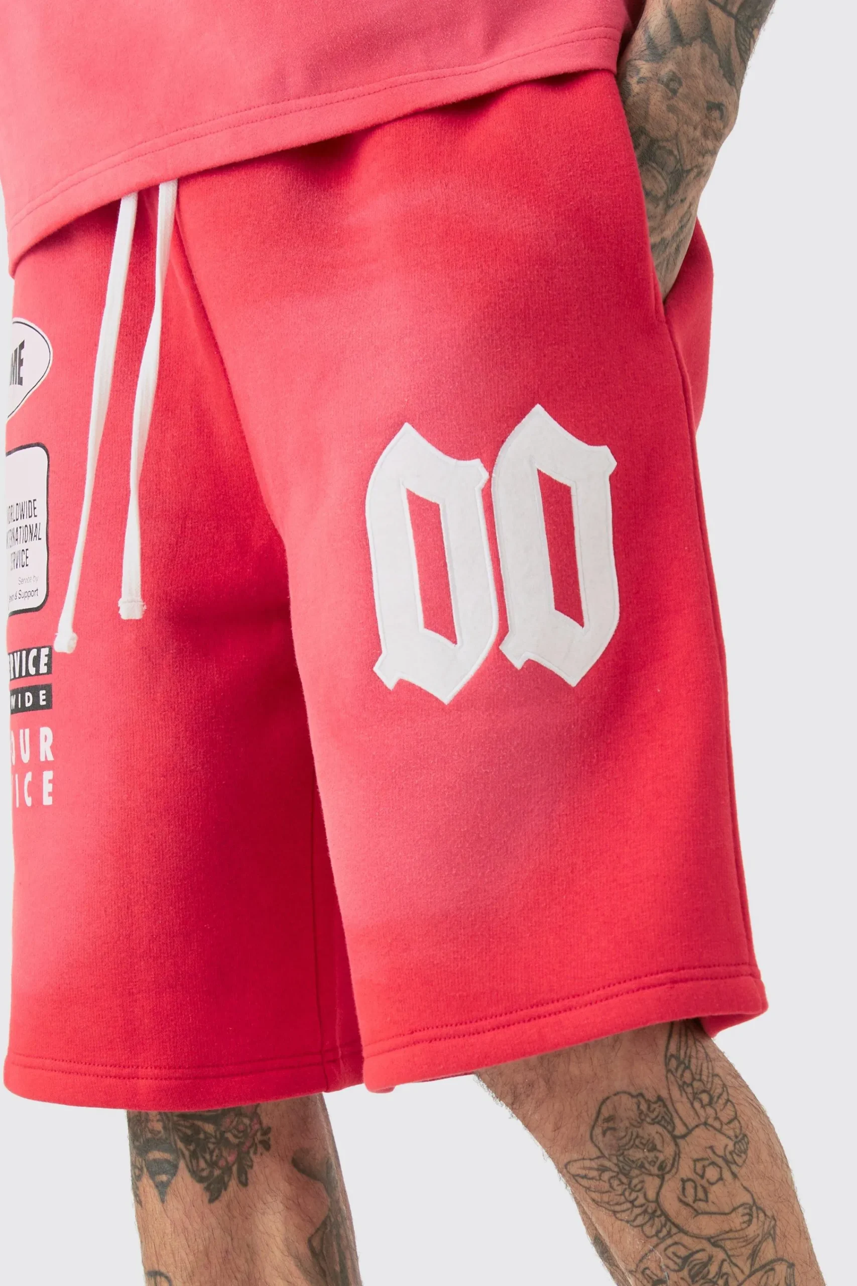 boohooMAN Tall Relaxed Washed Applique Moto Jersey Shorts | UK| Shorts