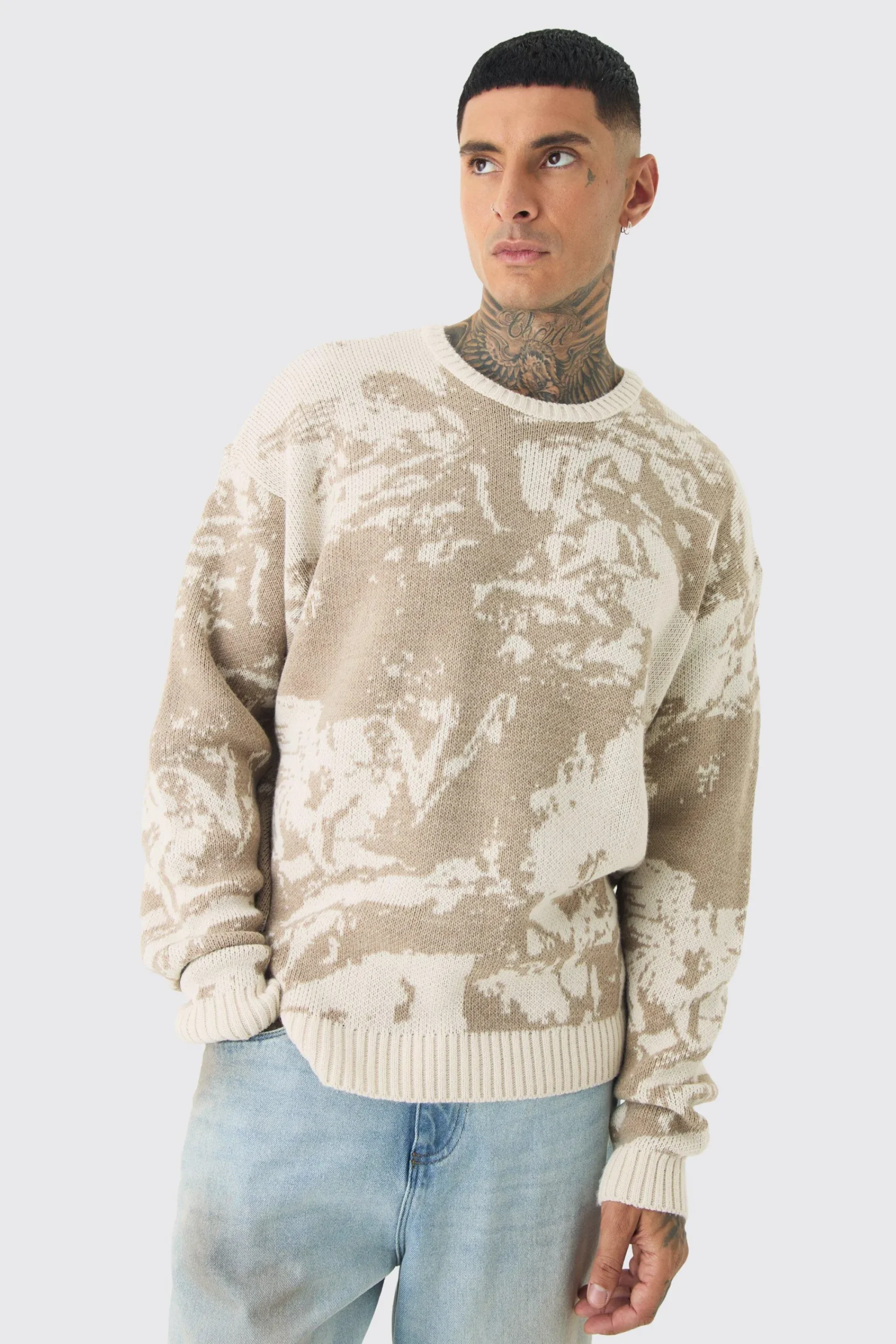 boohooMAN Tall Renaissance Oversized Knitted Sweat | UK| Knitwear