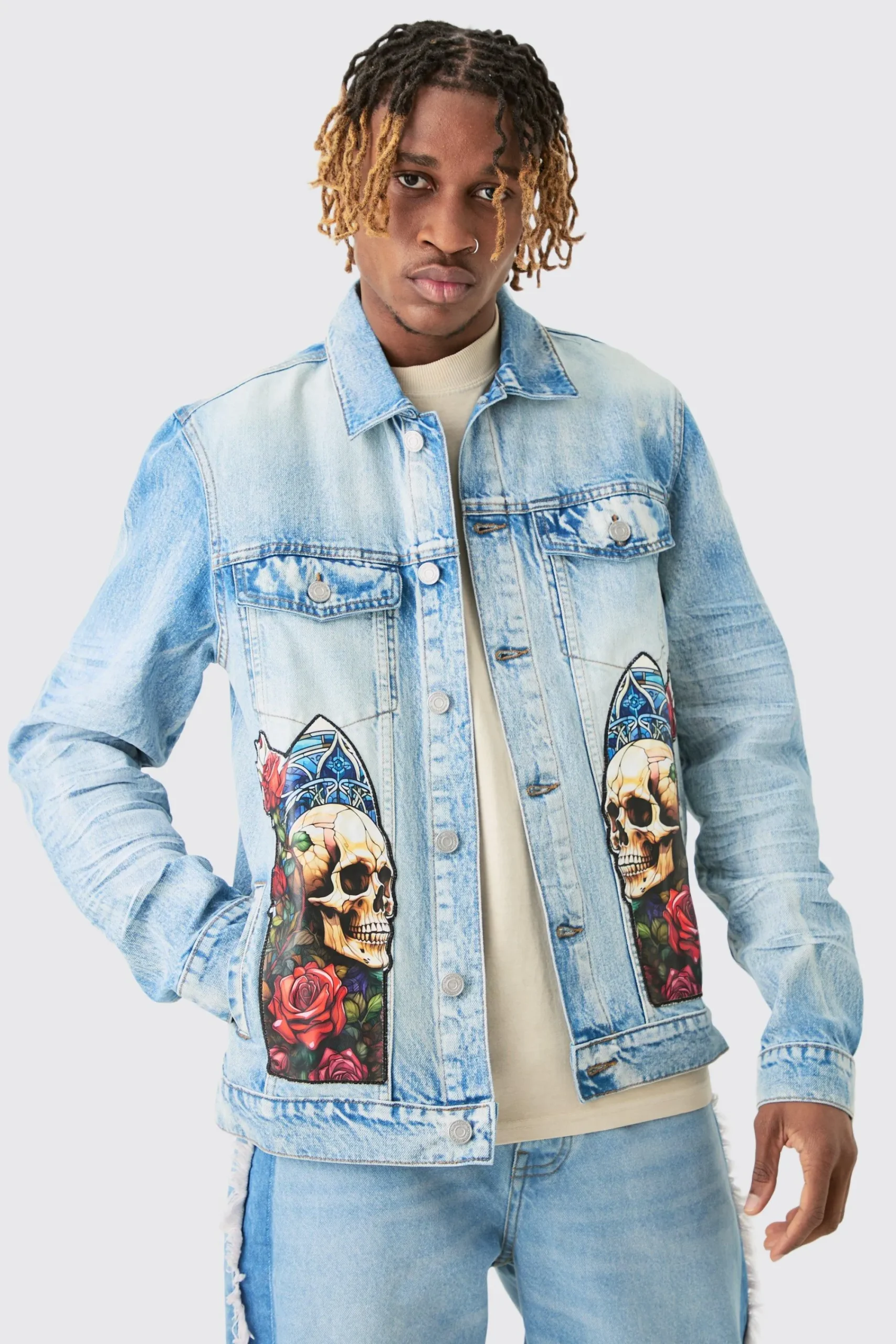 boohooMAN Tall Renaissance Panel Denim Jacket | UK| Coats & Jackets