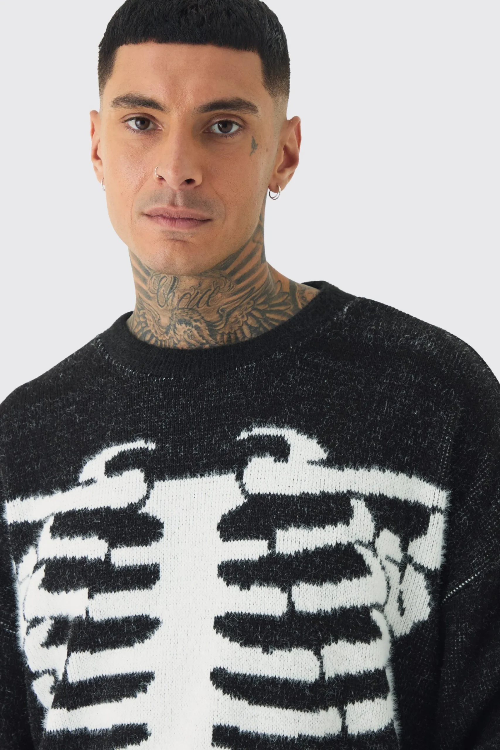 boohooMAN Tall Rib Cage Oversized Knitted Jumper | UK| Knitwear