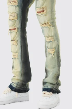 boohooMAN Tall Ripped Gusset Detail Stretch Skinny Flared Jeans | UK| Trousers|Jeans