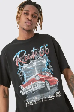 Tall Route 66 Racer Printed T-shirt In | UK^boohooMAN Discount