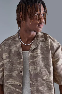 boohooMAN Tall Short Sleeve Textured Drop Revere Shirt In | UK| Shirts