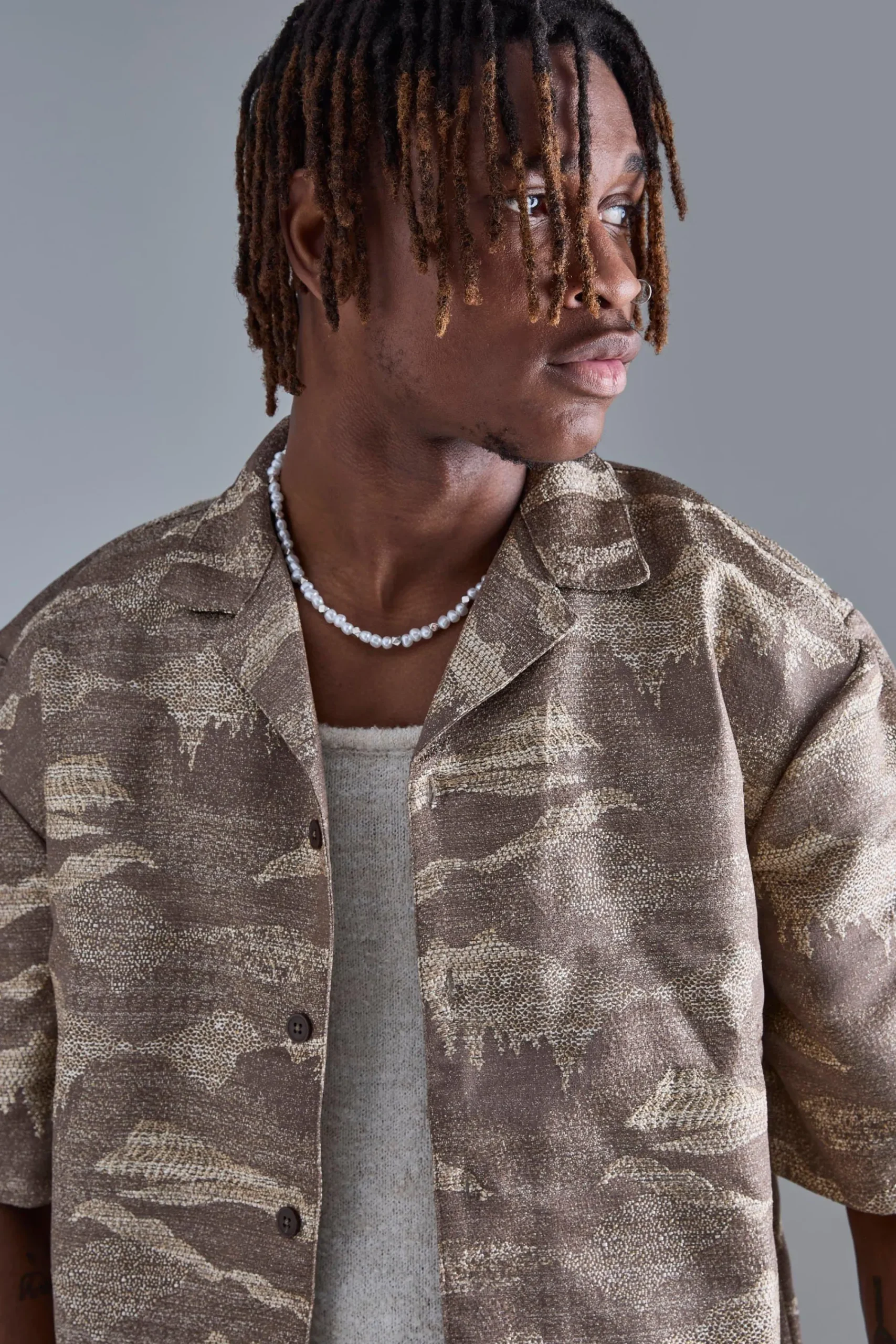 boohooMAN Tall Short Sleeve Textured Drop Revere Shirt In | UK| Shirts