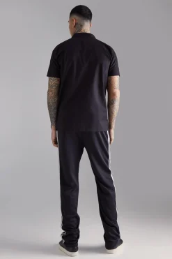 boohooMAN Tall Short Sleeve Twill Zip Moto Shirt | UK| Shirts