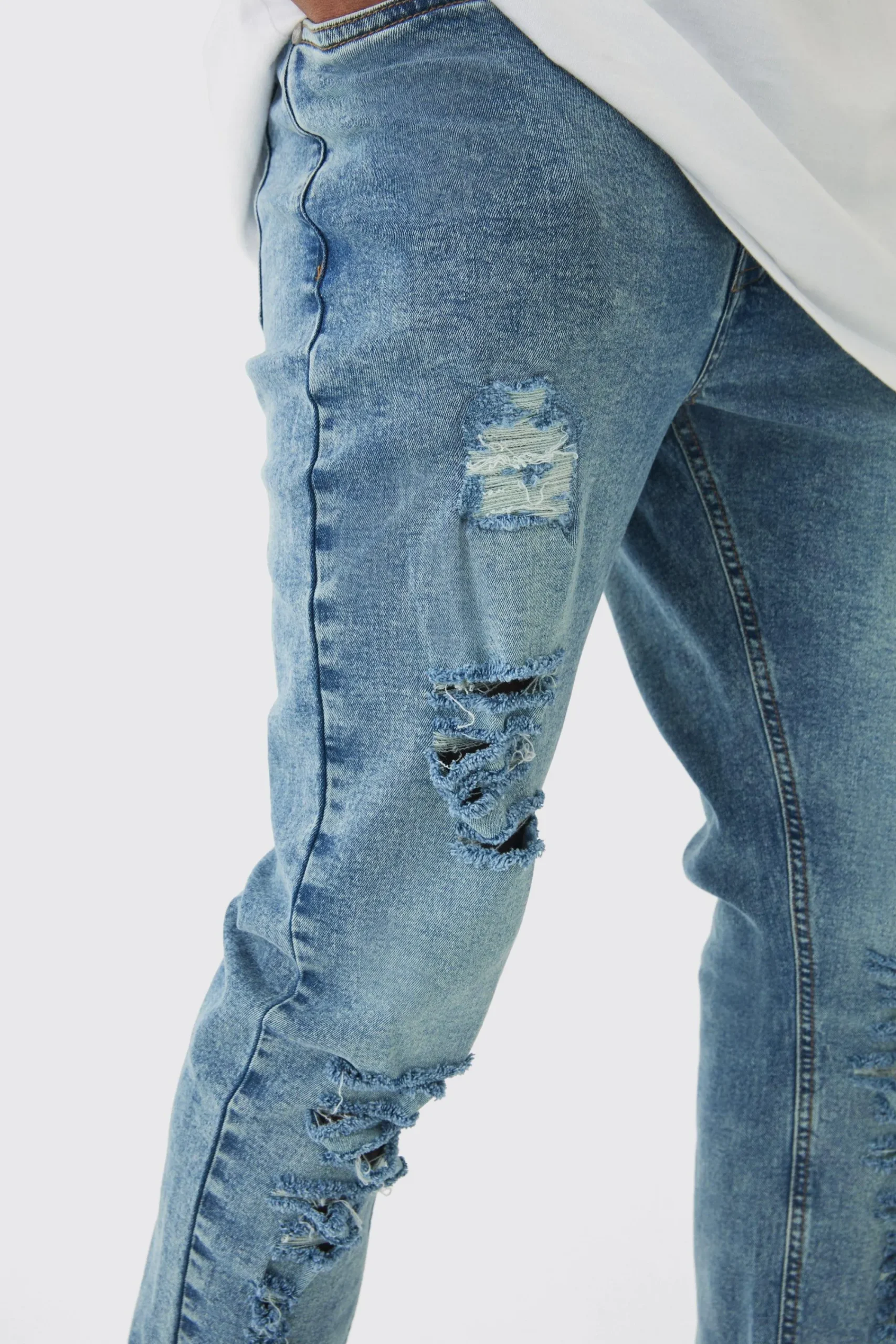 boohooMAN Tall Skinny Jeans With All Over Rips | UK| Trousers|Jeans