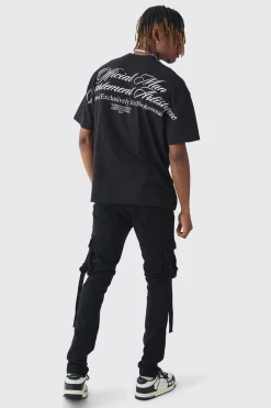 boohooMAN Tall Skinny Overdyed Strap Detail Cargo Trouser In | UK| Trousers|Cargos