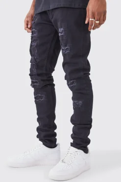 boohooMAN Tall Skinny Stacked Distressed Ripped Jeans | UK| Trousers|Jeans