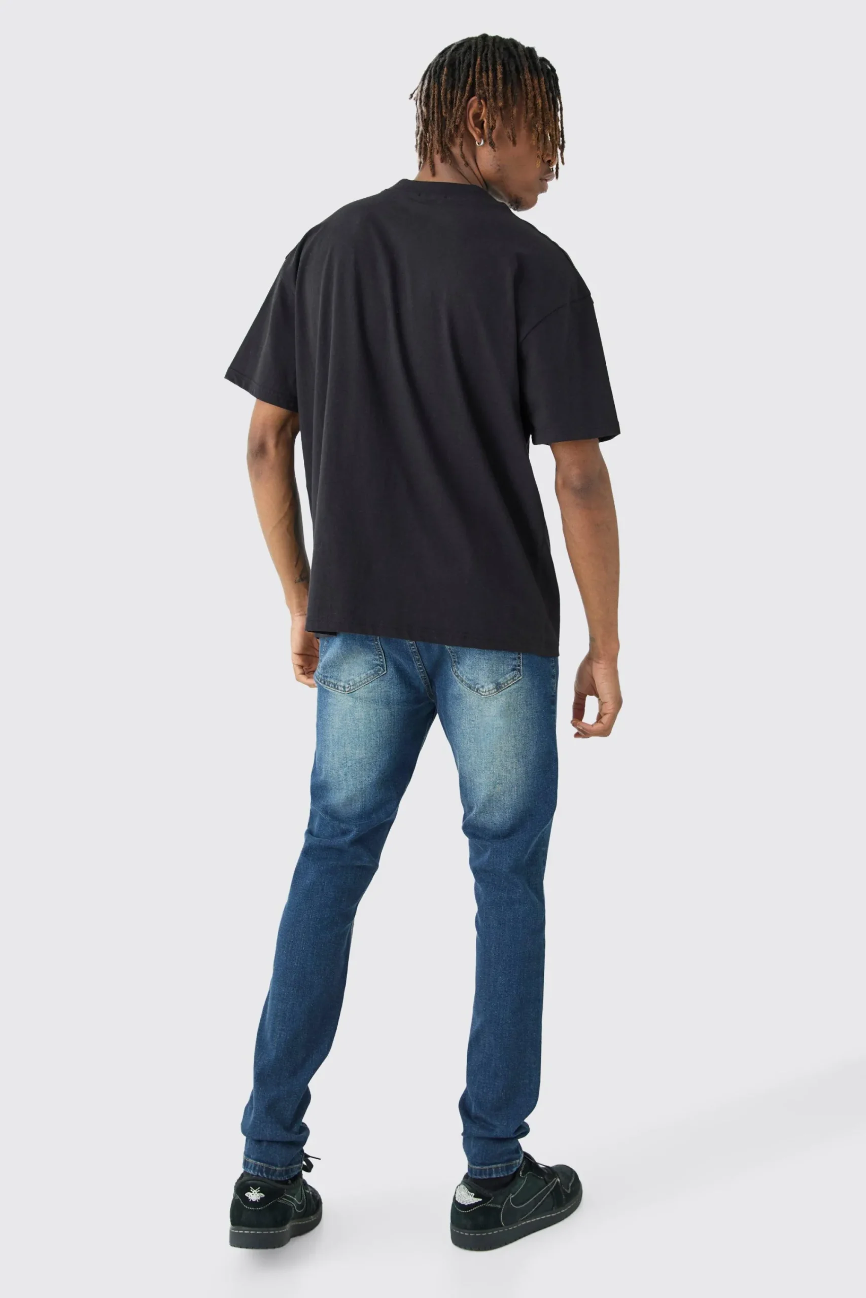 boohooMAN Tall Skinny Stretch Jean In Antique Blue | UK| Jeans