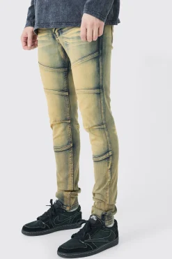 boohooMAN Tall Skinny Stretch Tinted Panelled Jeans | UK| Jeans