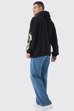 boohooMAN Tall Skull Flame Print Oversized Hoodie In | UK| Hoodies & Sweatshirts