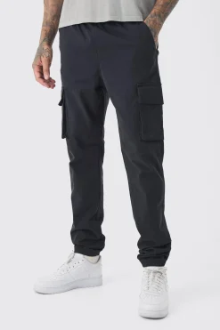 boohooMAN Tall Slim Fit Elasticated Waist Cuffed Cargo Trousers | UK| Trousers|Cargos