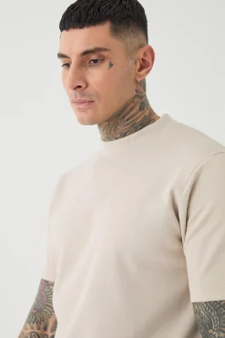 Tall Slim Fit Extended Neck Heavy Interlock T-shirt | UK^boohooMAN Best