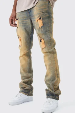 boohooMAN Tall Slim Flare Stretch Multi Rip & Repair Jean | UK| Trousers|Jeans
