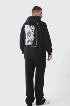 boohooMAN Tall Spliced Floral Graphic Hoodie & Relaxed Fit Jogger Tracksuit | UK| Tracksuits|Hoodies & Sweatshirts