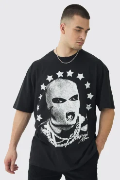 Tall Star Balaclava Graphic Oversized T-Shirt | UK^boohooMAN Hot