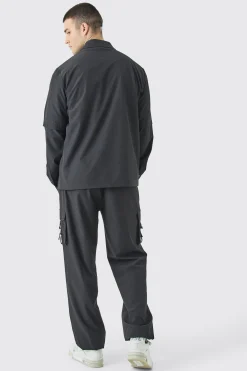 boohooMAN Tall Technical Stretch Elasticated Waist Utility Cargo Trouser | UK| Trousers|Cargos