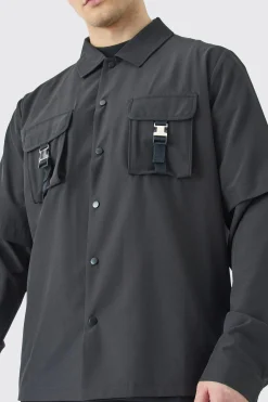 boohooMAN Tall Technical Stretch Harrington Utility Jacket | UK| Coats & Jackets