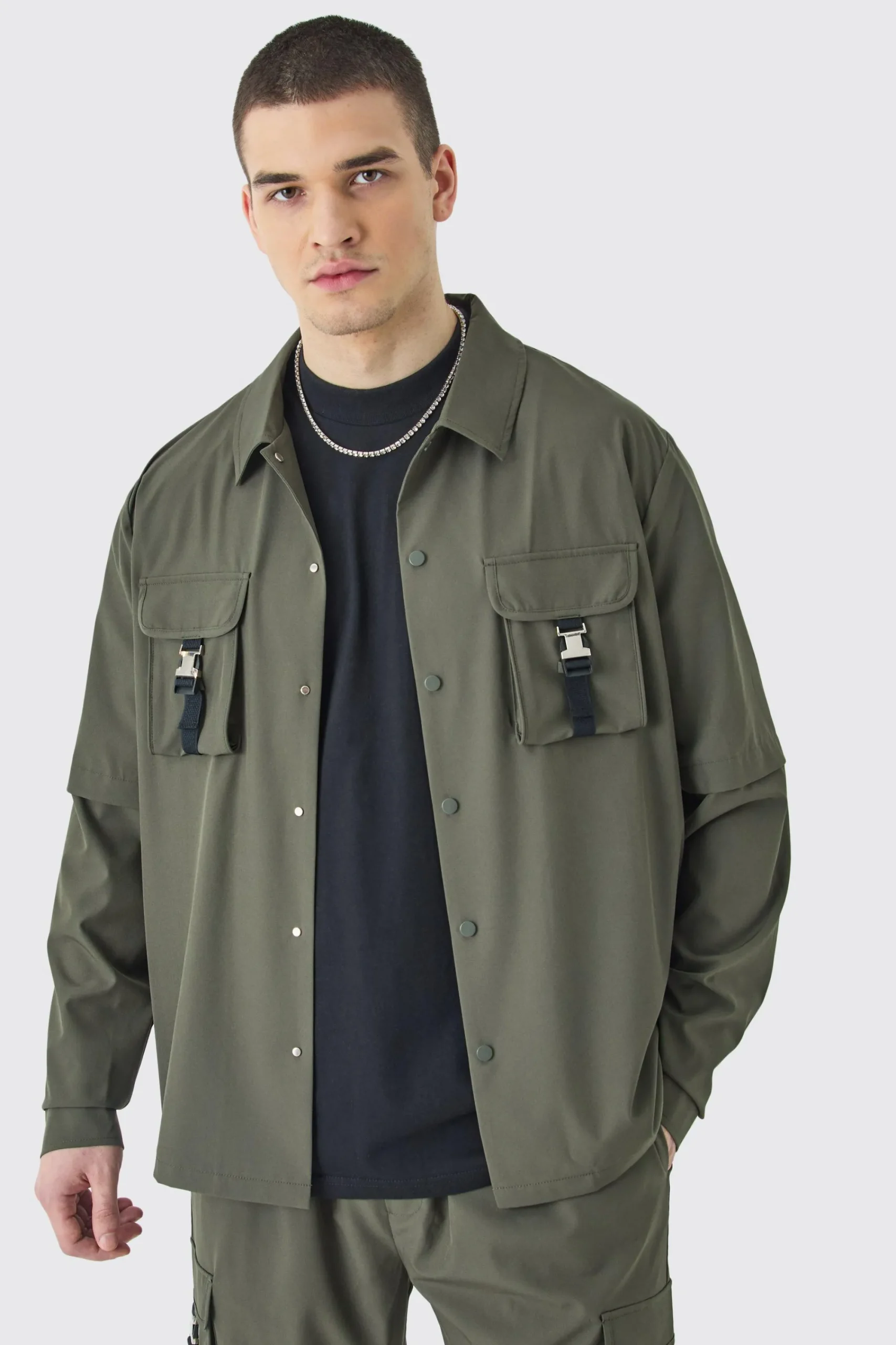 boohooMAN Tall Technical Stretch Harrington Utility Jacket | UK| Coats & Jackets