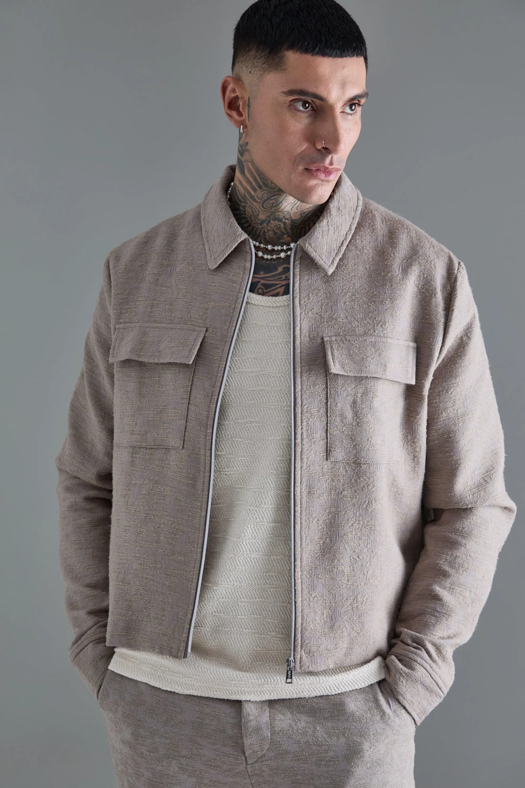 boohooMAN Tall Textured Jacquard Smart Jacket And Trouser Set | UK| Sets & Co-Ords