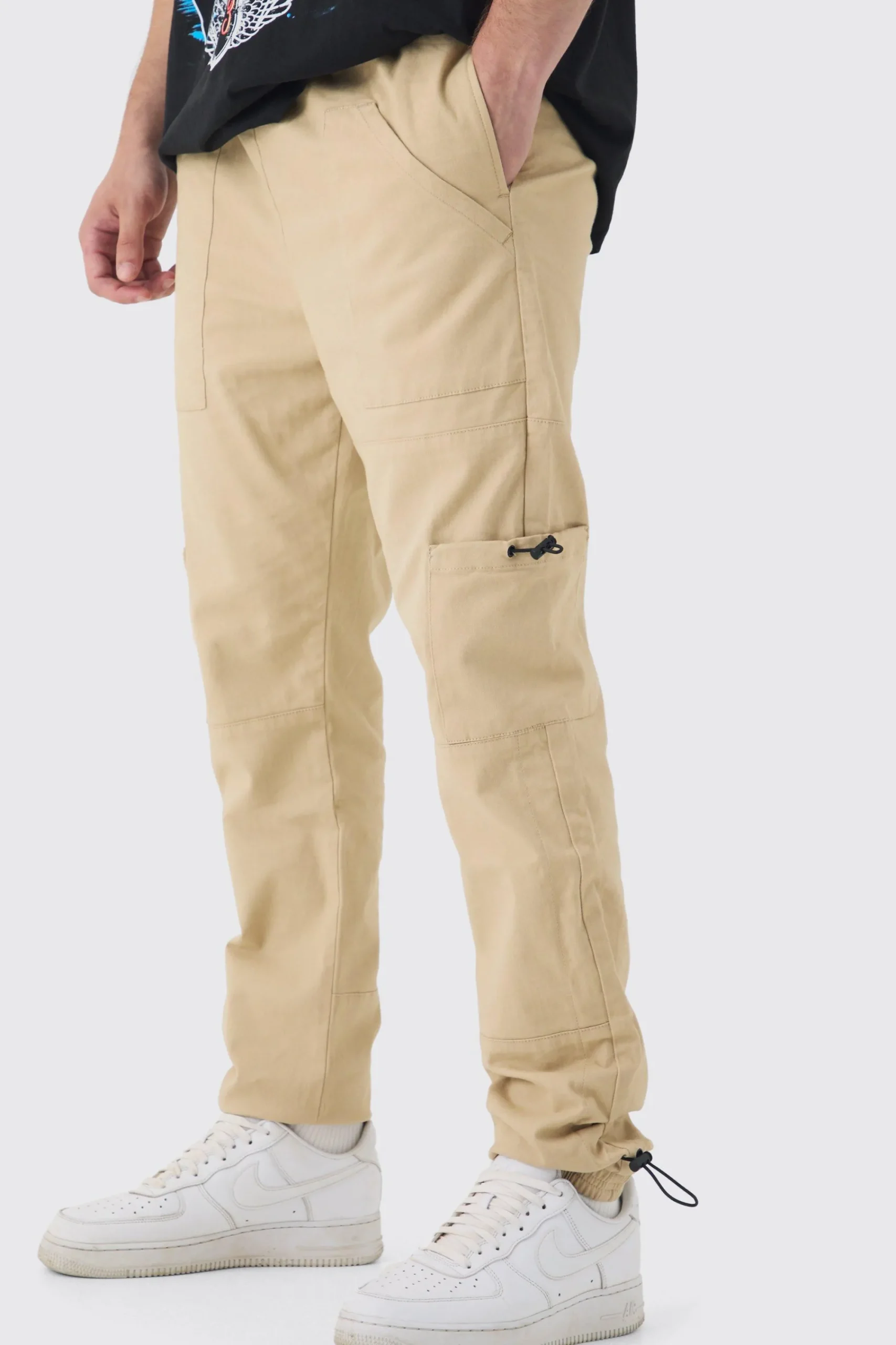 boohooMAN Tall Toggle Detail Slim Fit Cargo Joggers | UK| Trousers|Cargos